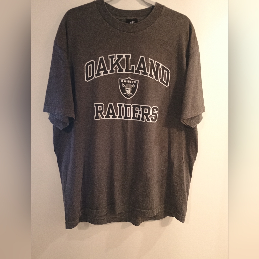 Vintage Y2k 90s Oakland Raiders Graphic Tee - Charcoal Gray